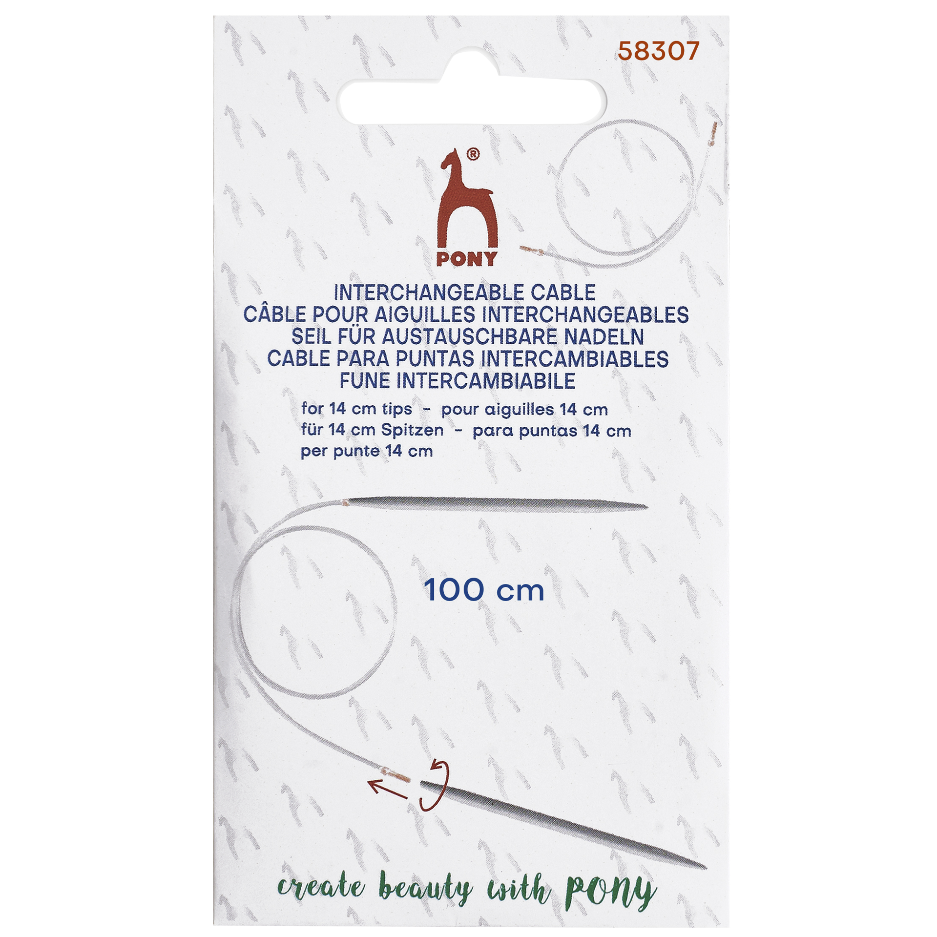 Pony Kabel til endepinner 14 cm, 100 cm