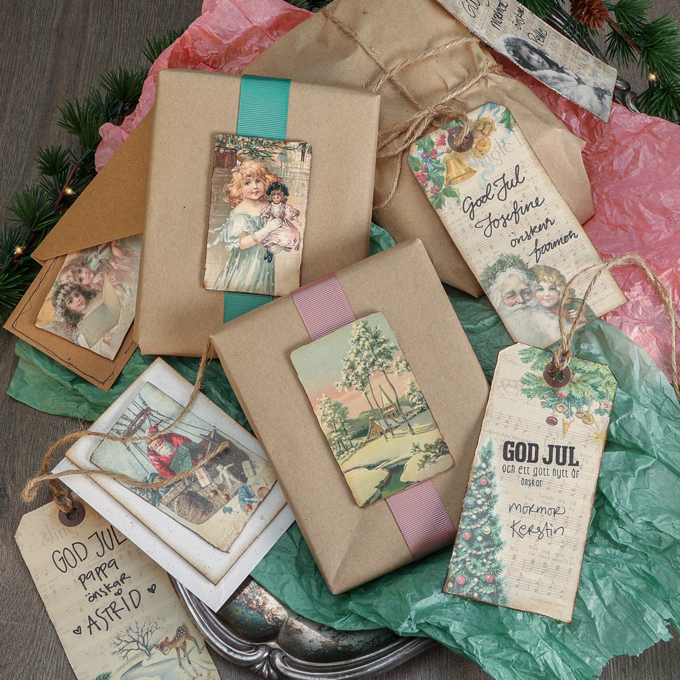 Kjøp Klipparksett juletags - 18 juletags på 3 ark fra 66.00 kr, image size:1360x1360