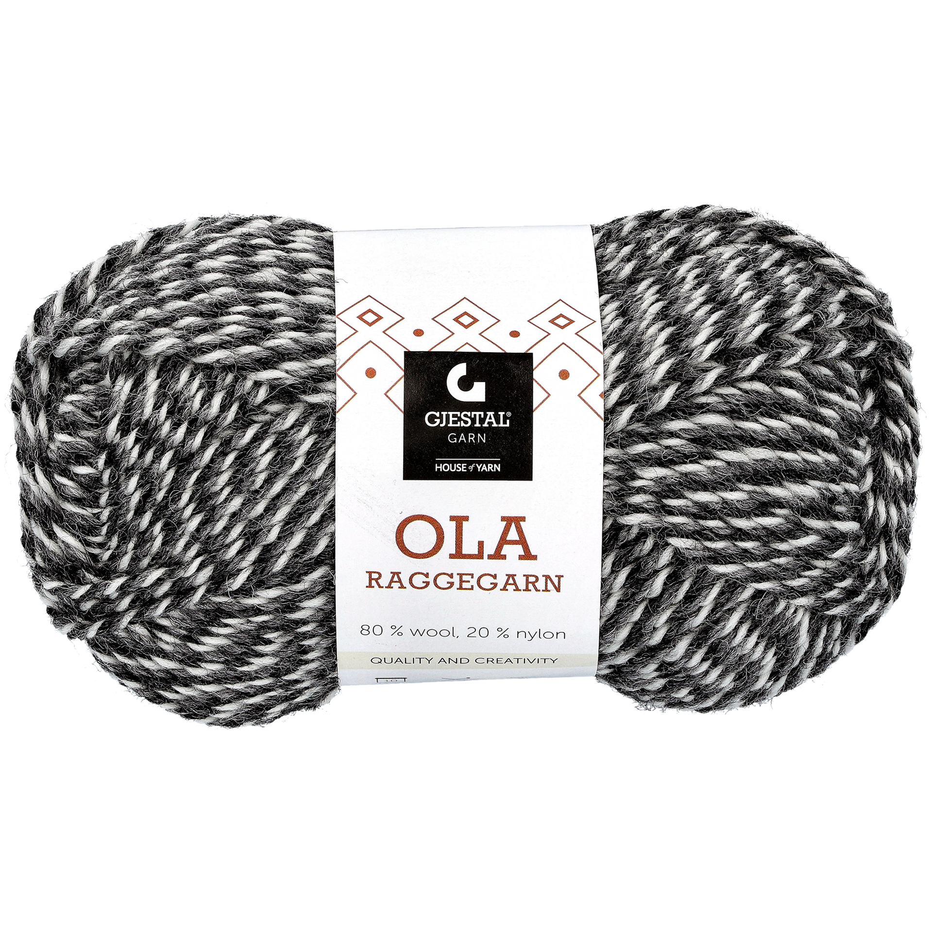 Ola raggegarn, koksgrå mouliné