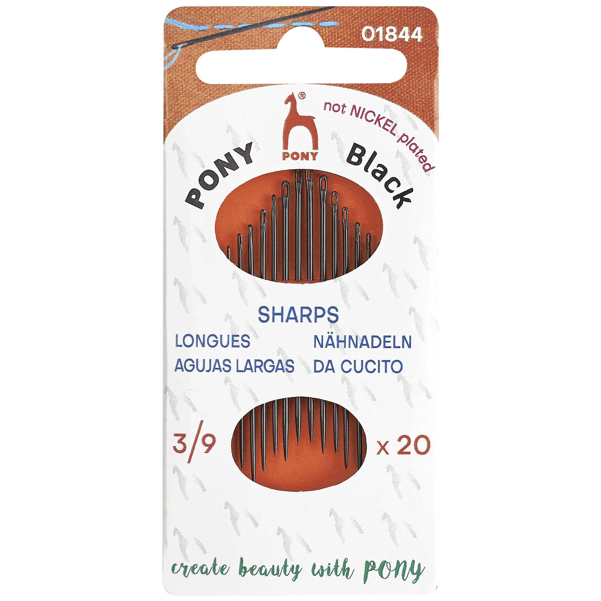 Pony Ompeluneulat nikkelittömät, nro 3-9