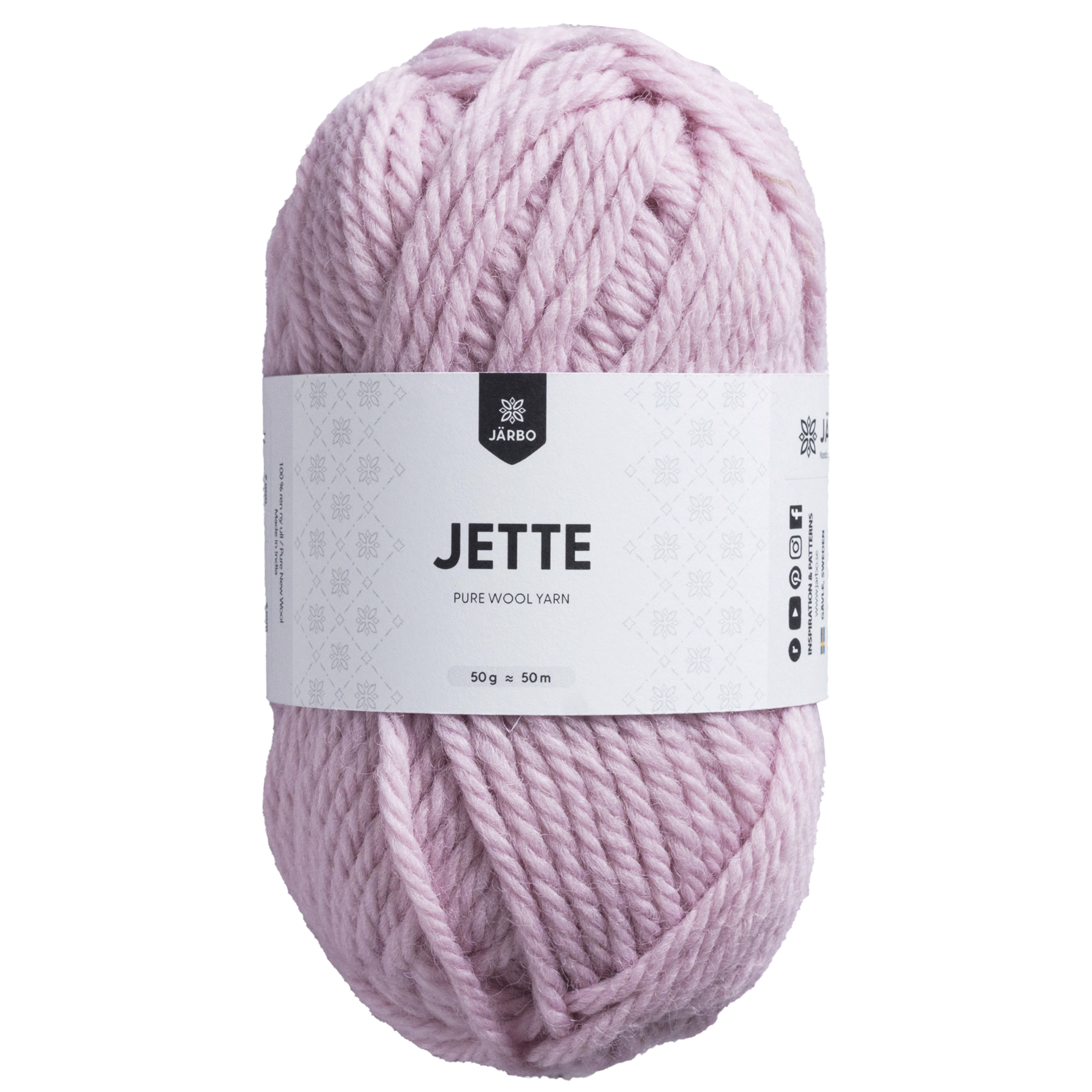 Järbo Jette ullgarn, lys rosa