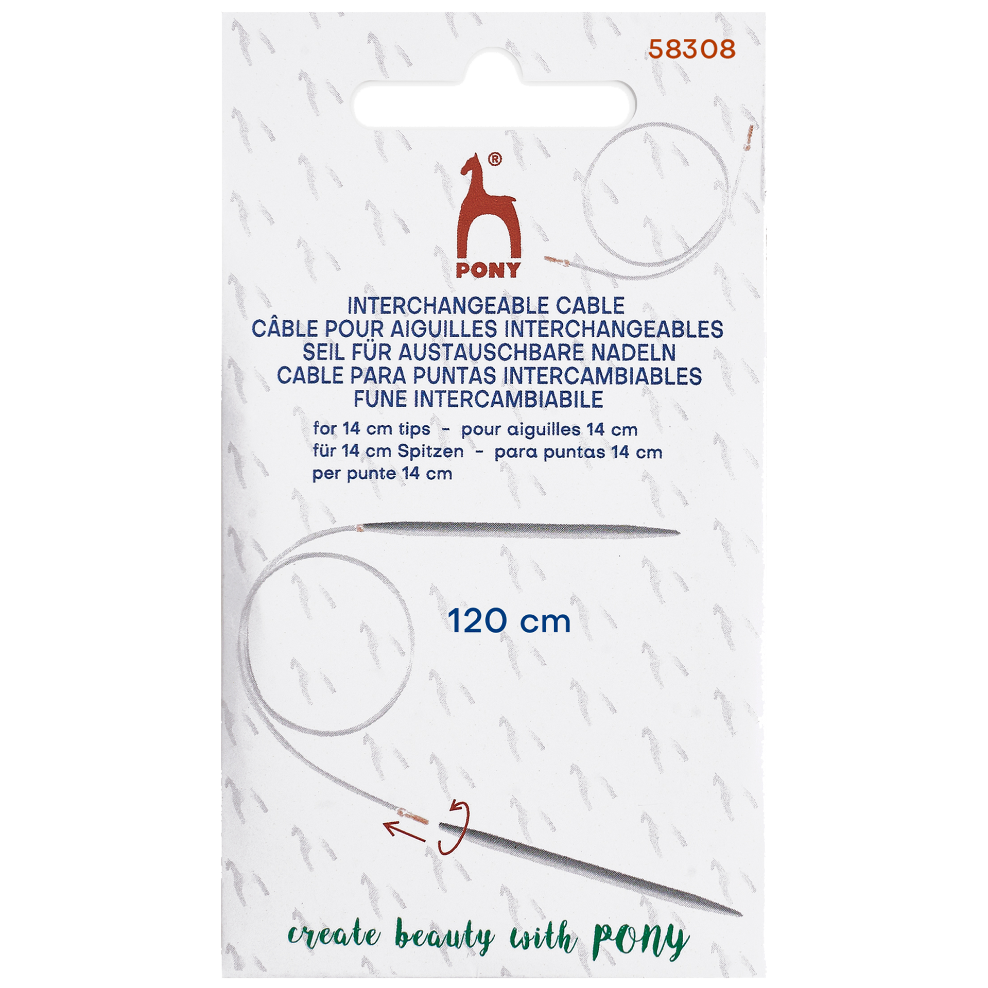 Pony Kabel til endepinner 14 cm, 120 cm