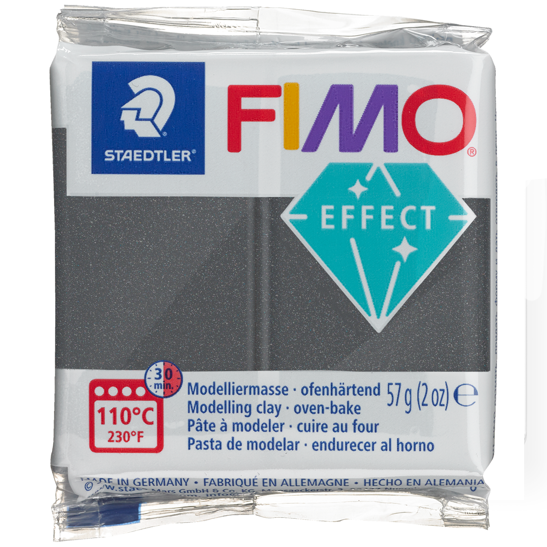 FIMO-lera metallic, stålgrå