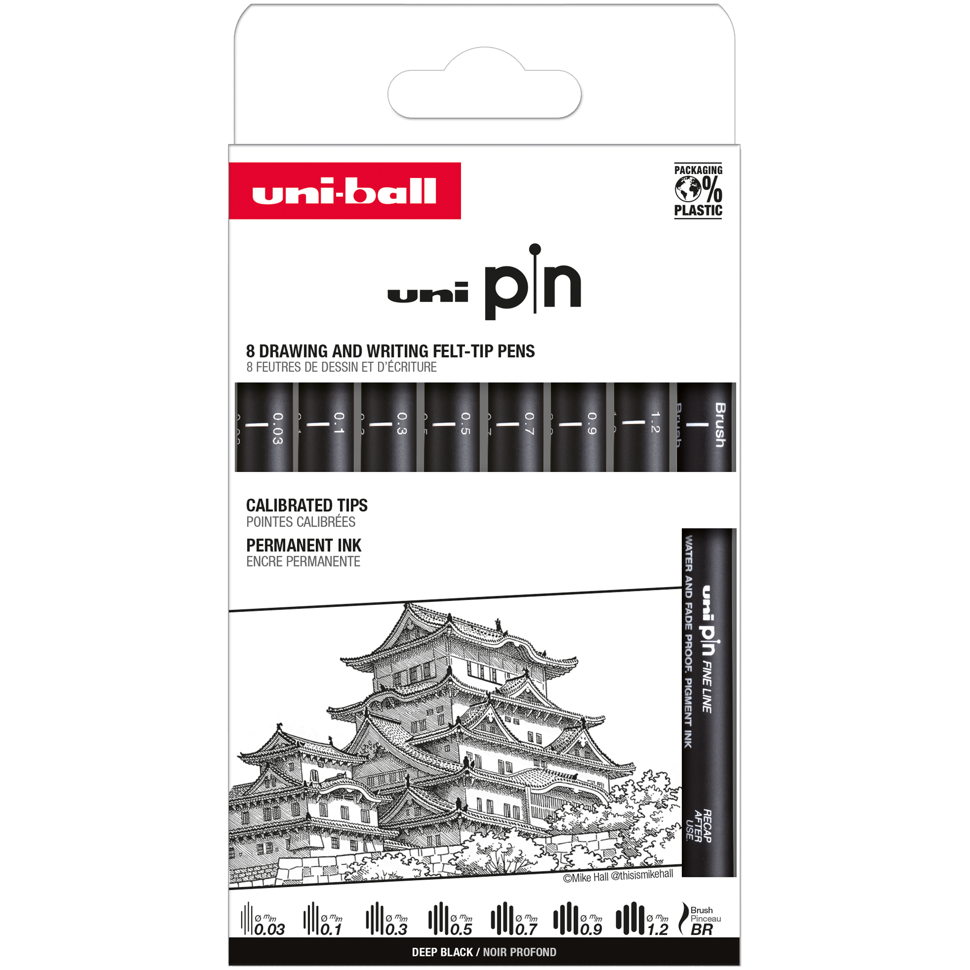 Uni Pin fineliner 8-p Classic sett 1