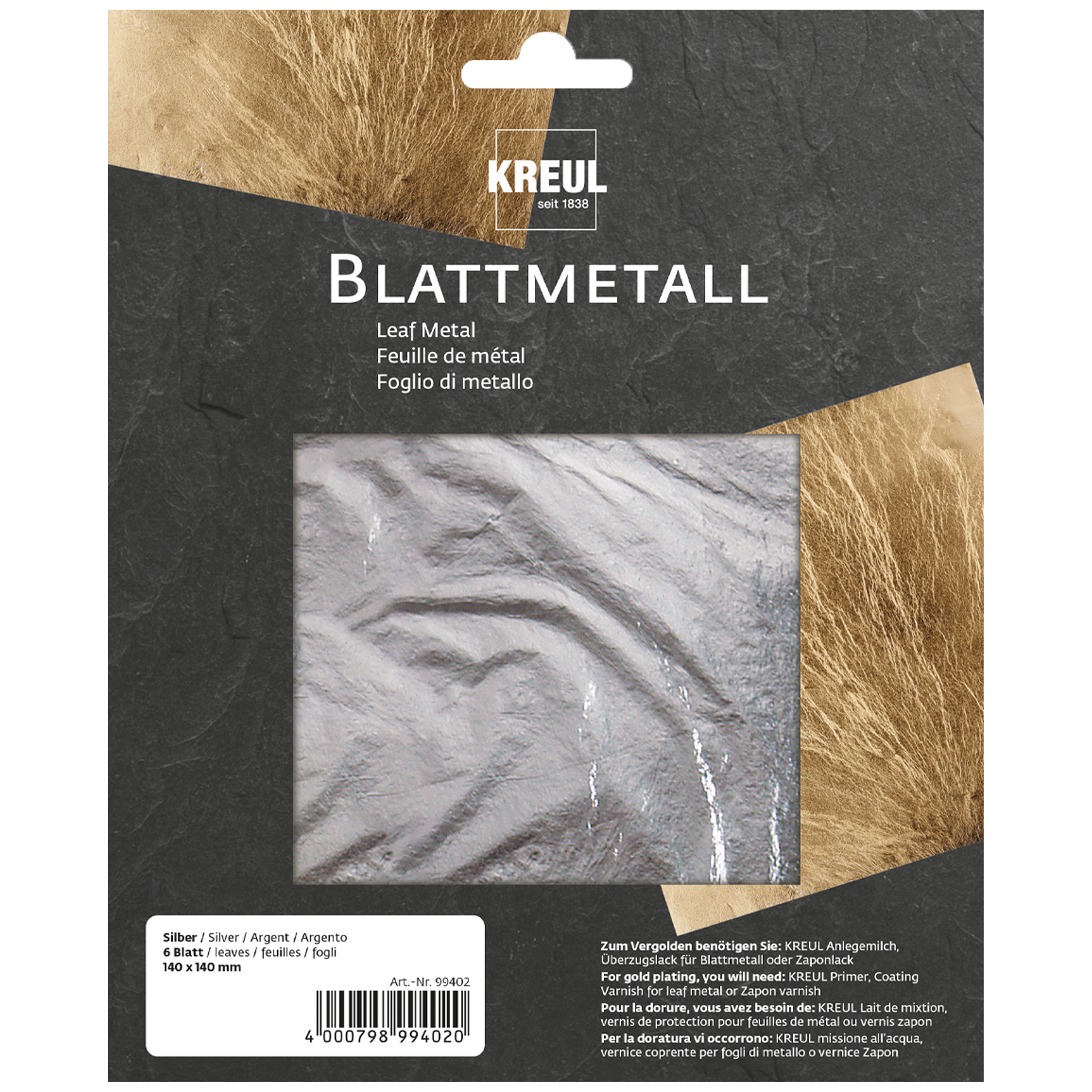 Bladmetall, silver