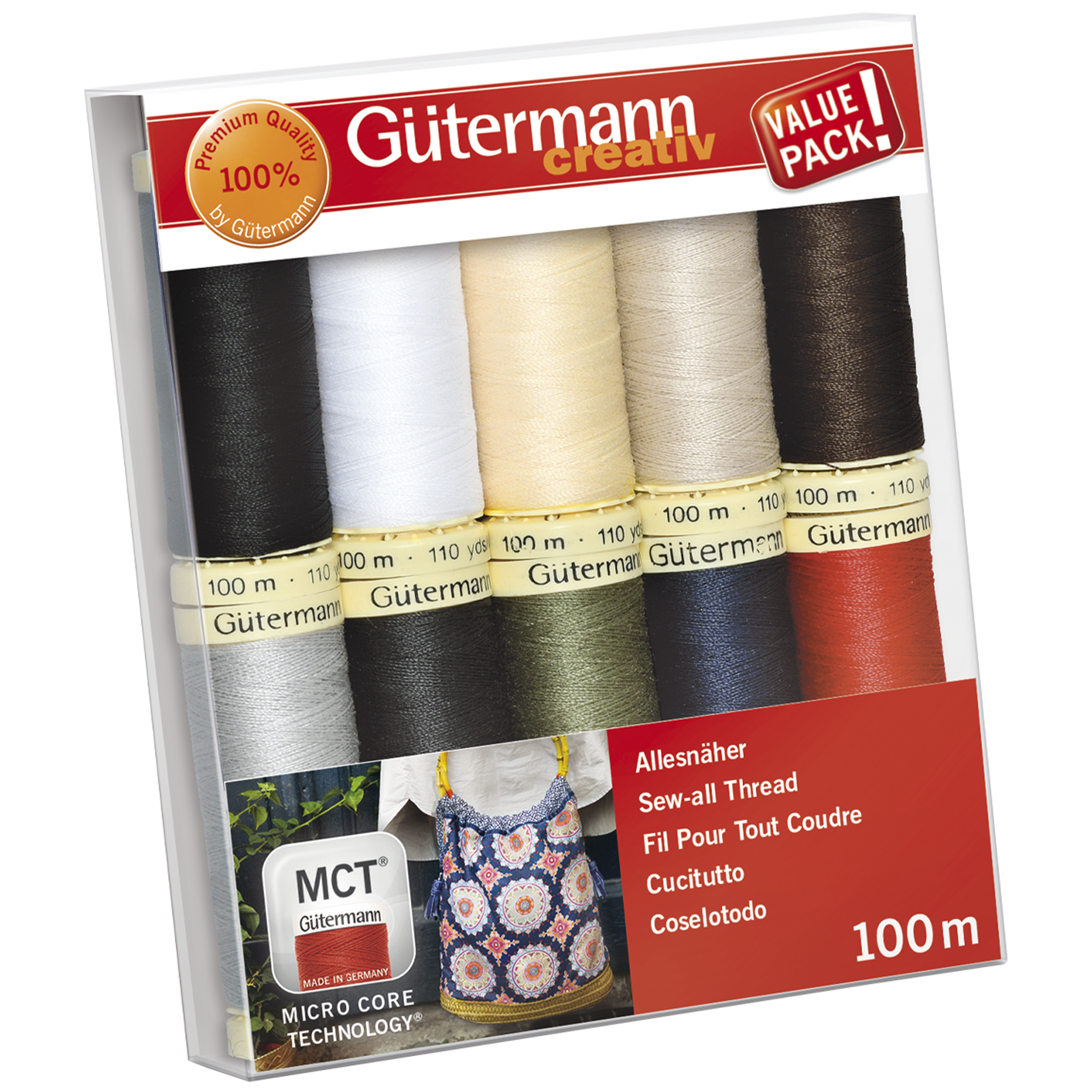 Gütermann Ompelulankasetti, perusvärit