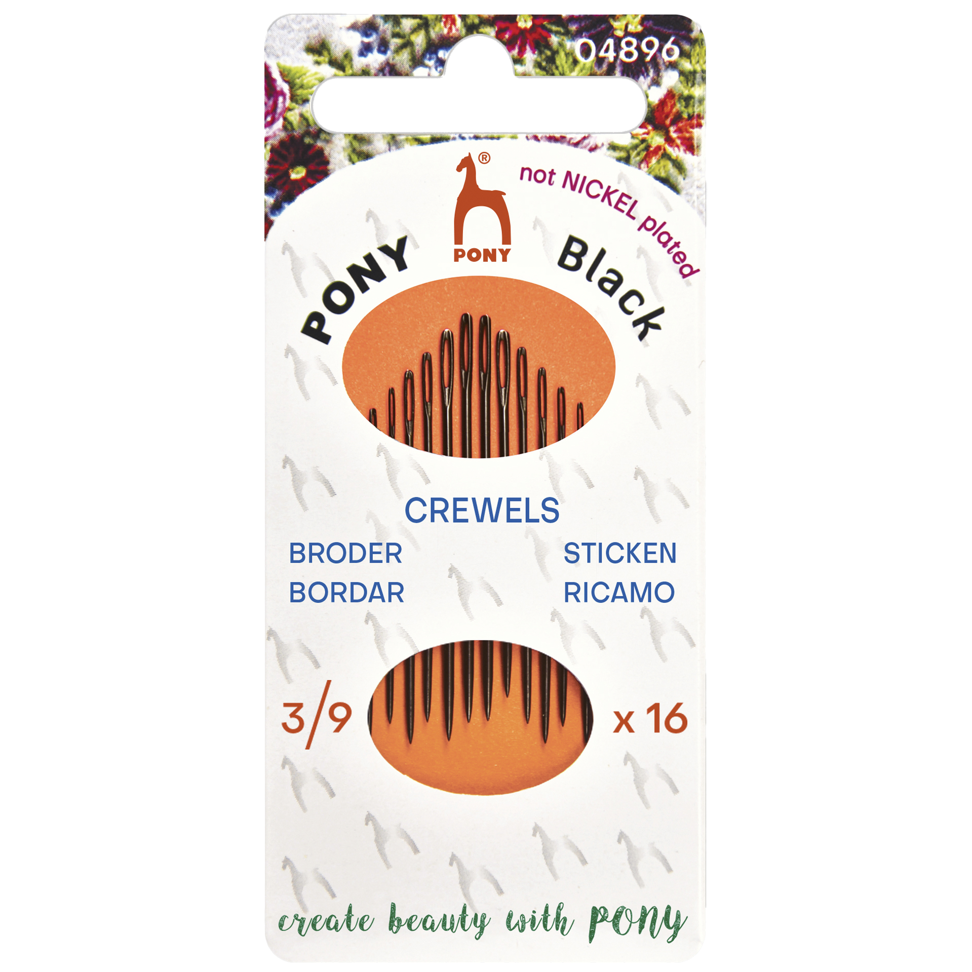 Pony Kirjontaneulat nikkelittömät, nro 3-9