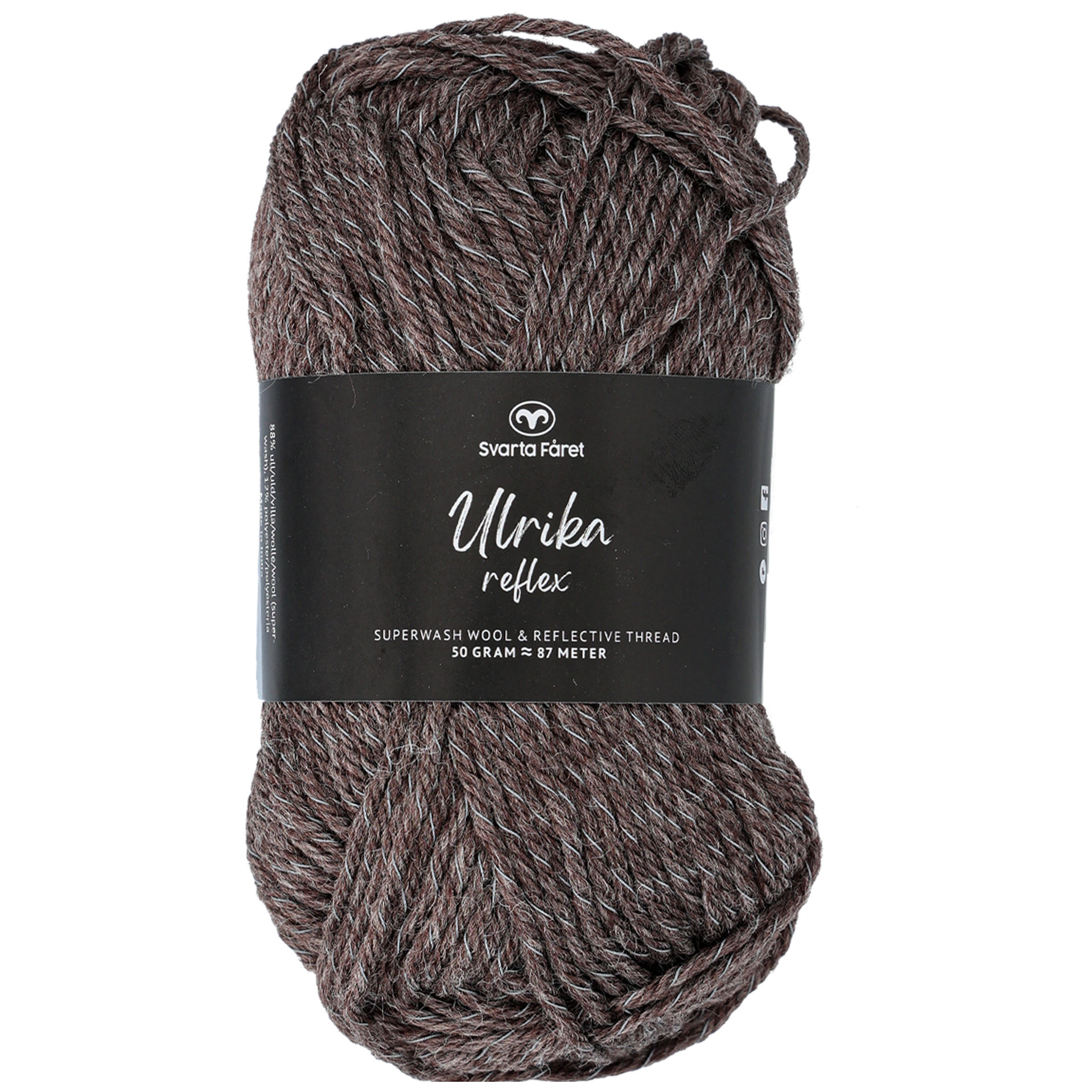 Ulrika reflex ullgarn, mørk brun
