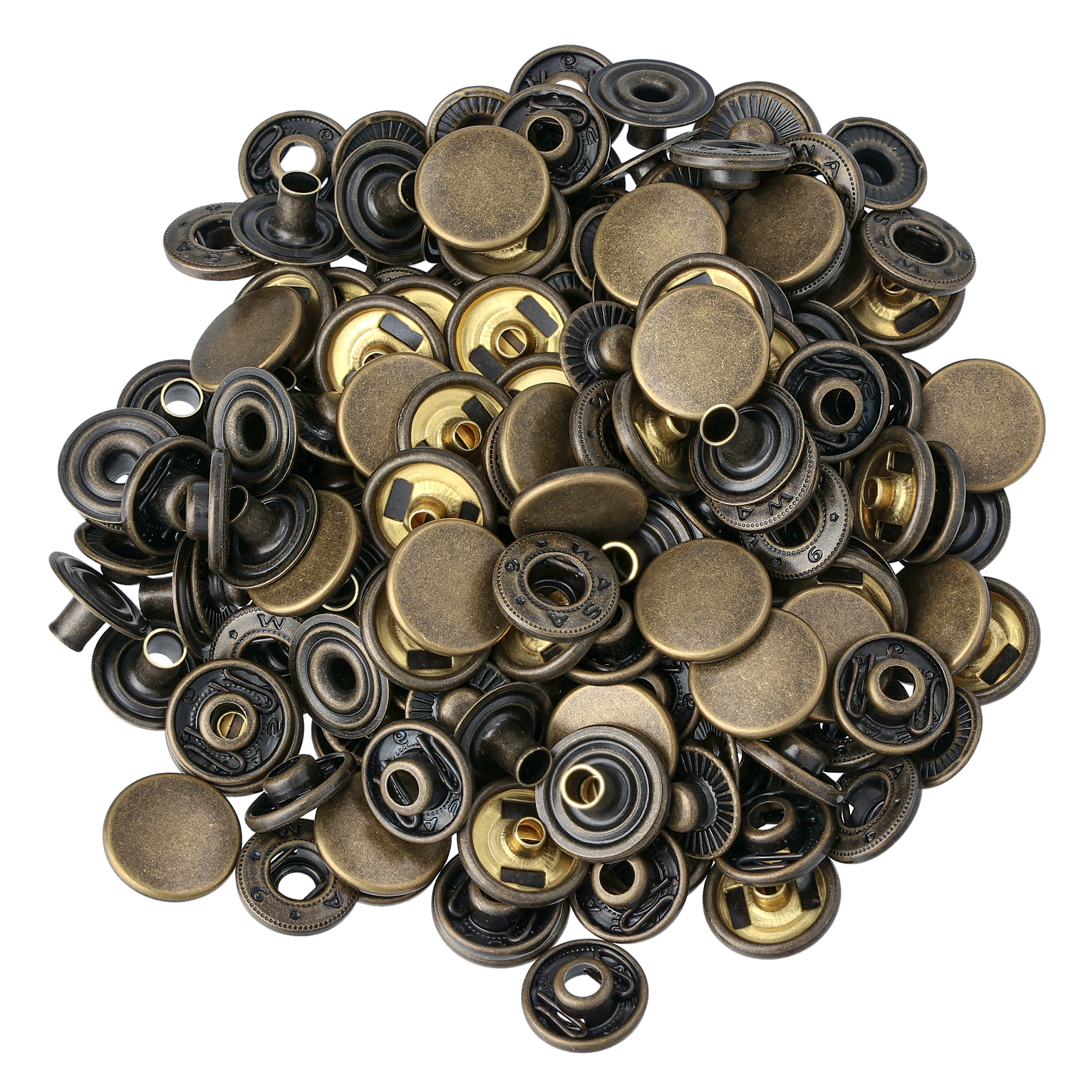 Tryckknappar, antik mässing