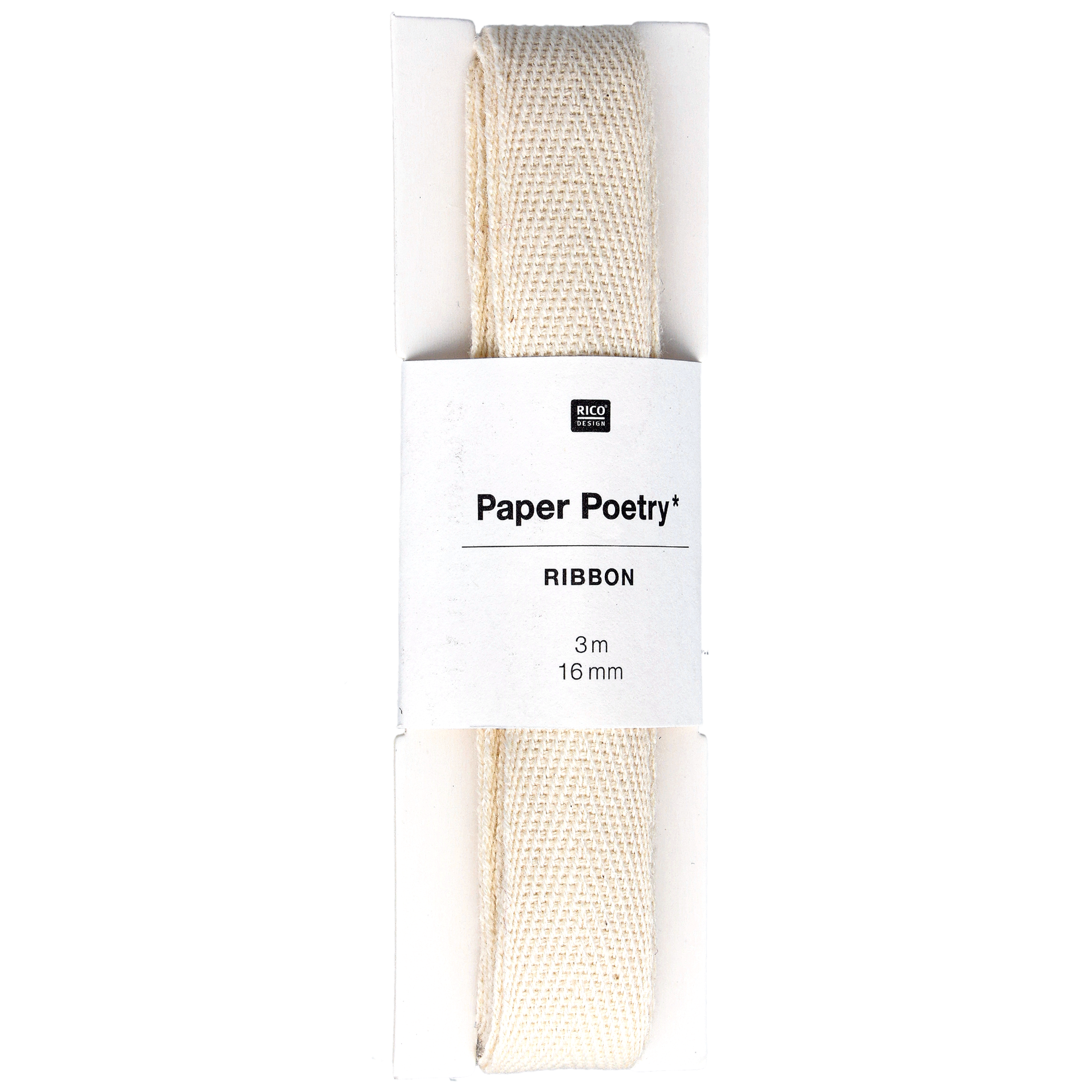 Valkoinen puuvillanauha, 16 mm