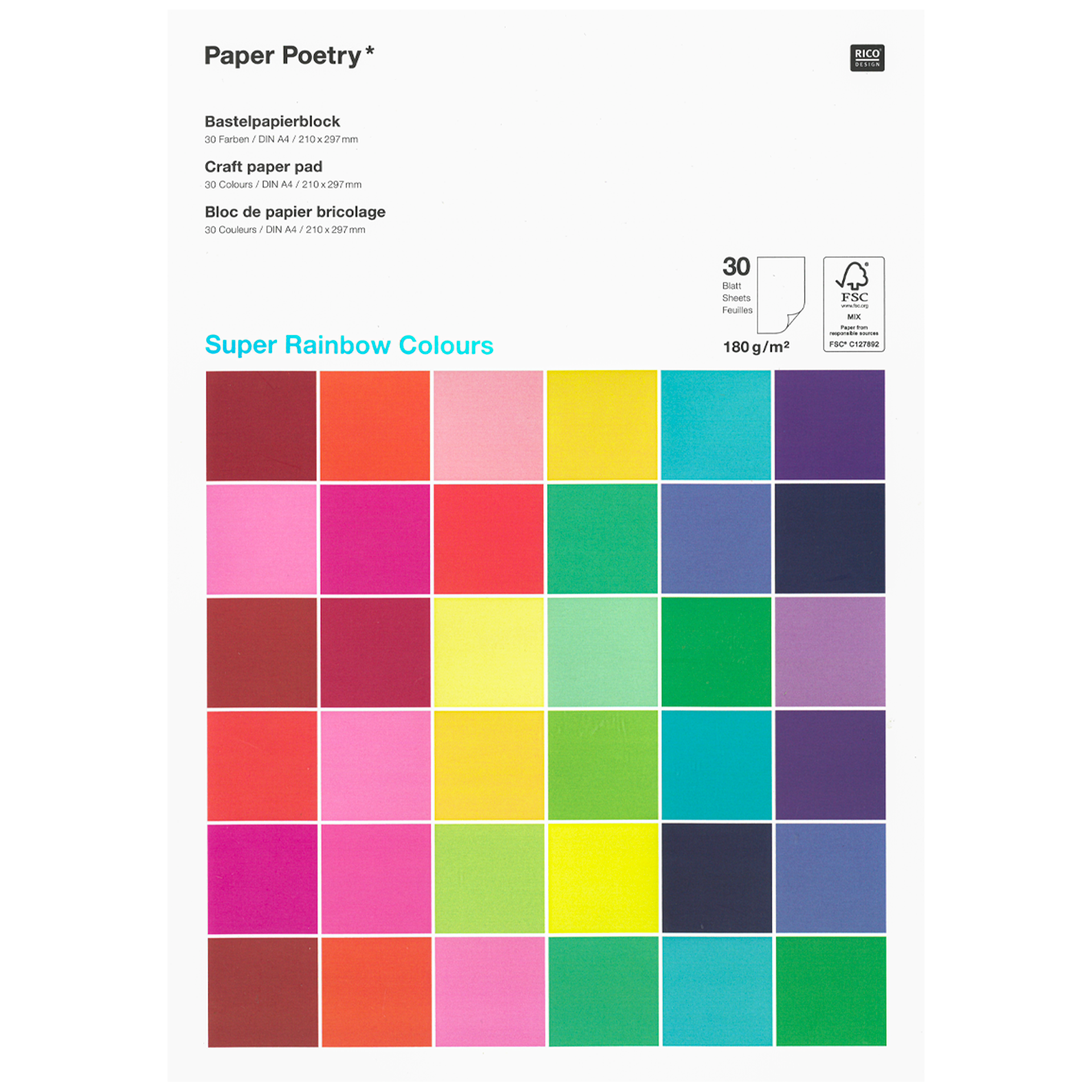 Hobbykarton i blok grundfarver